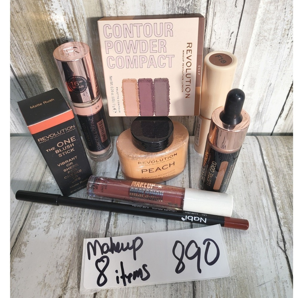 Makeup Revolution 8 Piece Bundle Eye Shadow Lip Liner & Lipstick Baking Powder - Picture 1 of 7